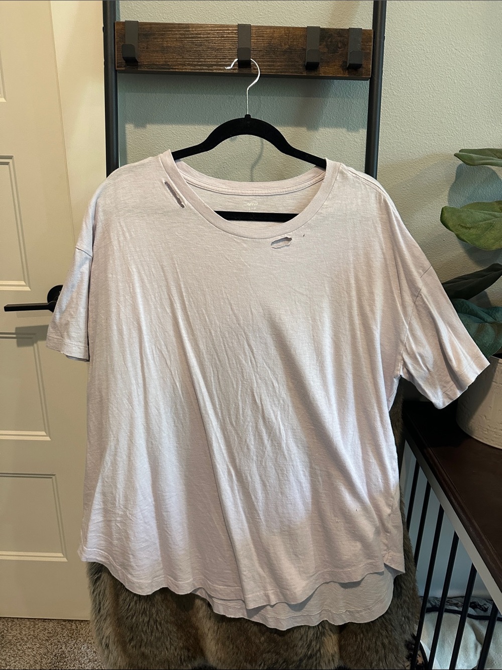 Light Purple Distressed Crewneck Tee